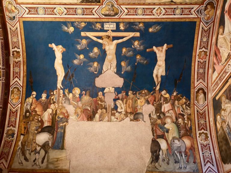 fresco of the crucifixion in the lower basilica in assisi