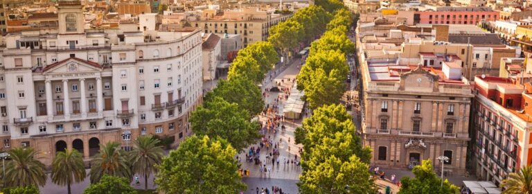 barcelona las ramblas street ariel view