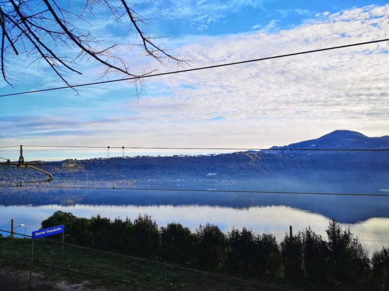 View over the lake of castel gandolfo in the early morning in Italy