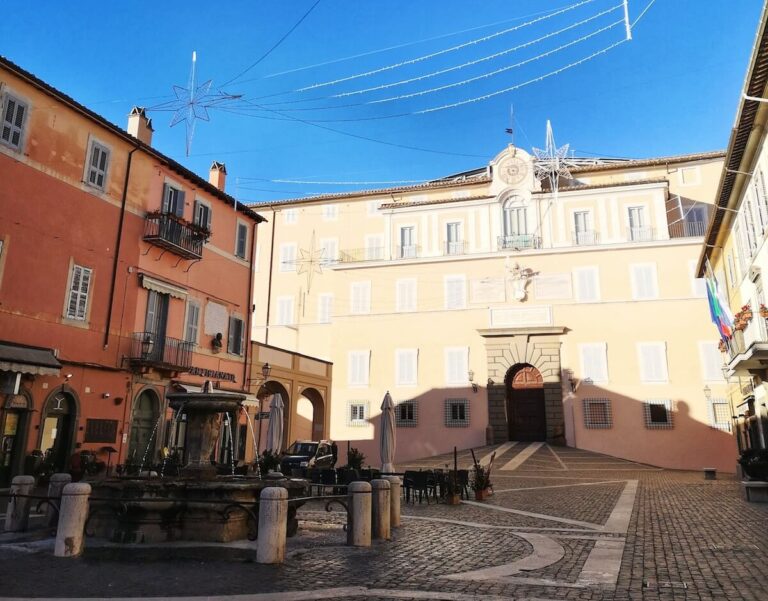 Piazza della Libertà The main square in front of the papal palace in Castel Gandolfo Italy