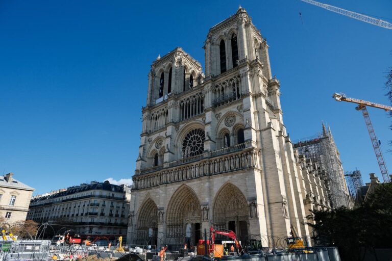 the front of notre dame during the restorations