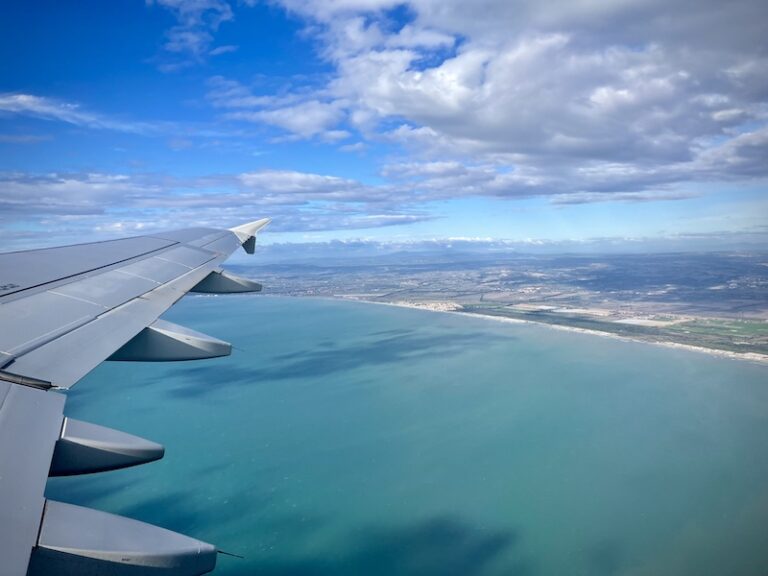 a plane over the sea