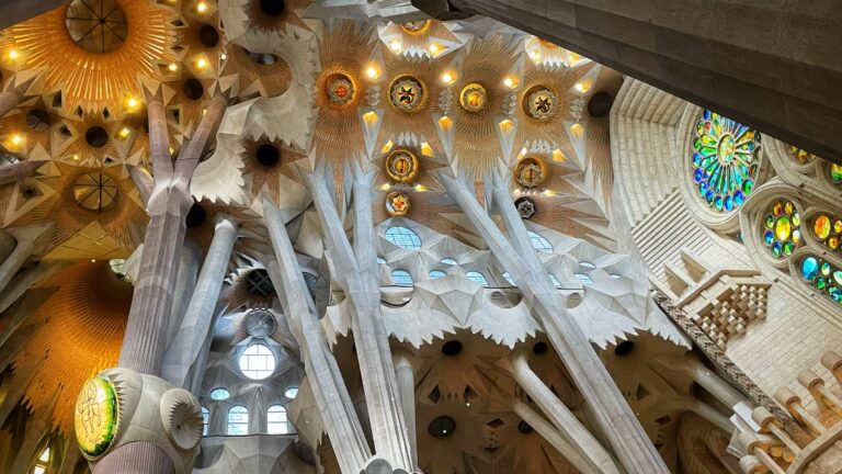 sagrada familia interior in barcelona by gaudi