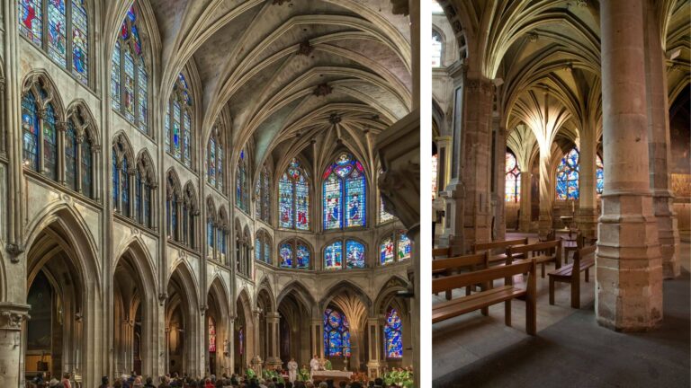 two views of the interior of saint severin