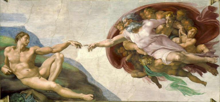 creation of adam by michelangelo in the sistine chapel