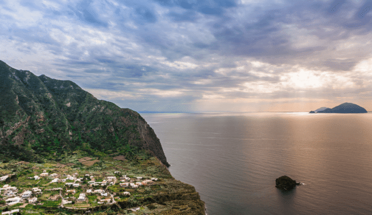 salina in the aeolian island chain off sicily